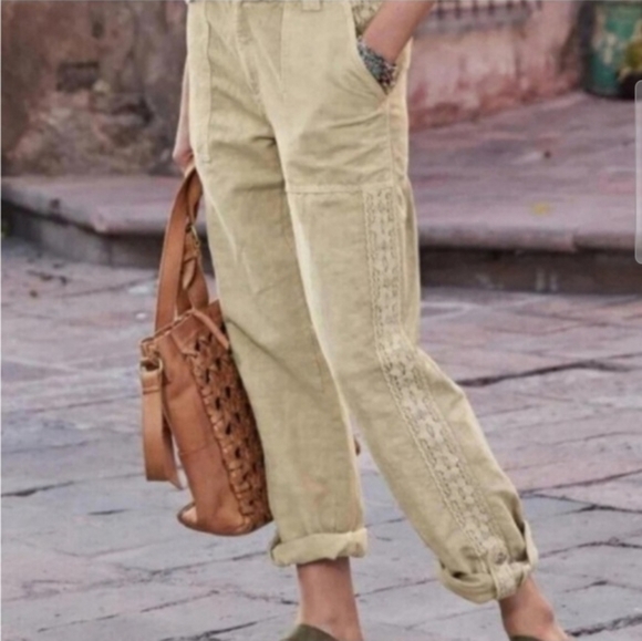 Sundance Pants - Sundance Organia Lace Linen Pants Size 10